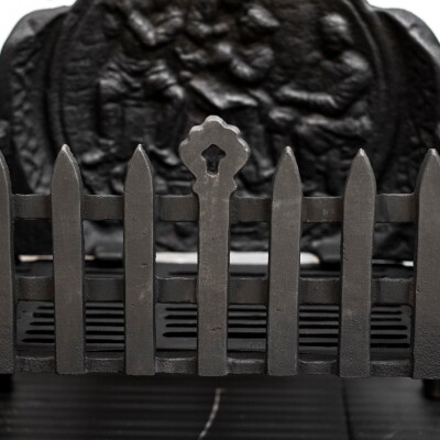 Reclaimed Cast Iron Fire Basket with Finials