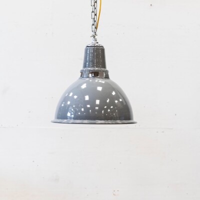 Reclaimed Large Vintage Grey Enamel Pendant Lights | 24 Available