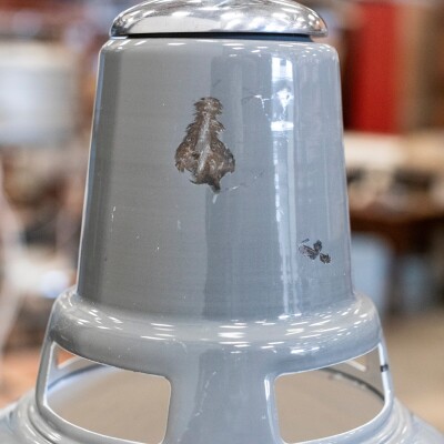 Reclaimed Large Vintage Grey Enamel Pendant Lights | 24 Available