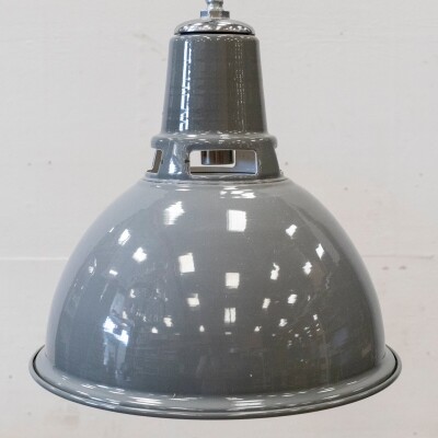 Reclaimed Large Vintage Grey Enamel Pendant Lights | 24 Available