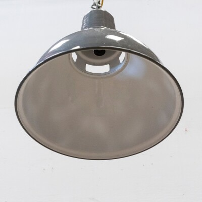 Reclaimed Large Vintage Grey Enamel Pendant Lights | 24 Available