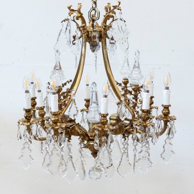 Reclaimed Continental Gilded Brass Chandelier