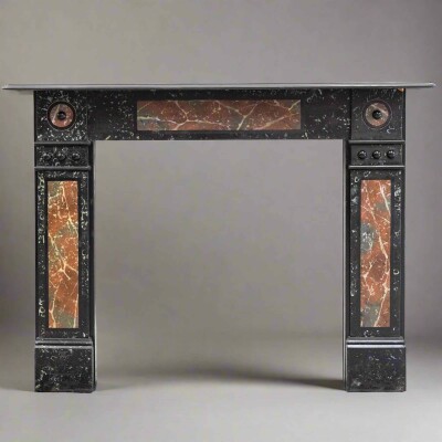 Antique Victorian "Marbelised" Slate Fireplace Surround With Roudels