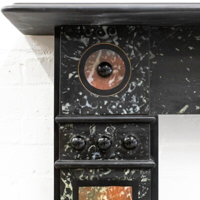 Antique Victorian "Marbelised" Slate Fireplace Surround With Roudels