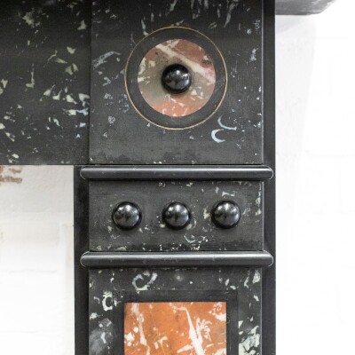 Antique Victorian "Marbelised" Slate Fireplace Surround With Roudels
