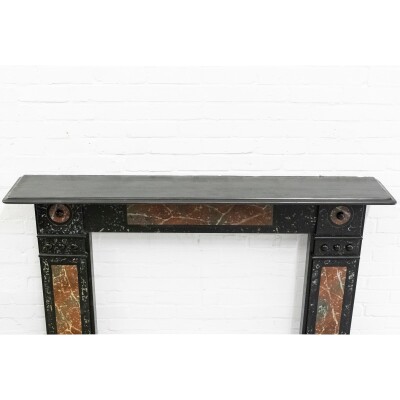 Antique Victorian "Marbelised" Slate Fireplace Surround With Roudels