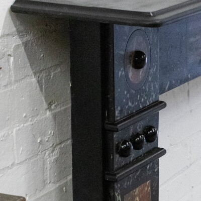 Antique Victorian "Marbelised" Slate Fireplace Surround With Roudels