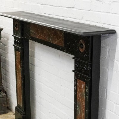 Antique Victorian "Marbelised" Slate Fireplace Surround With Roudels