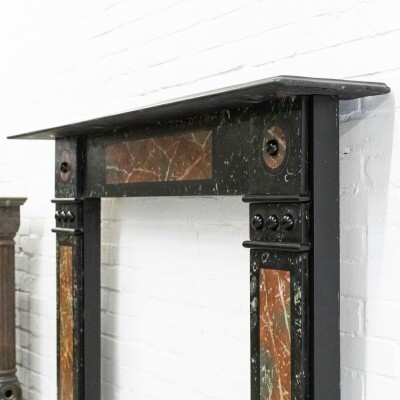 Antique Victorian "Marbelised" Slate Fireplace Surround With Roudels