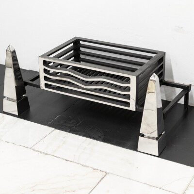 Reclaimed Polished Fire Dogs & Basket