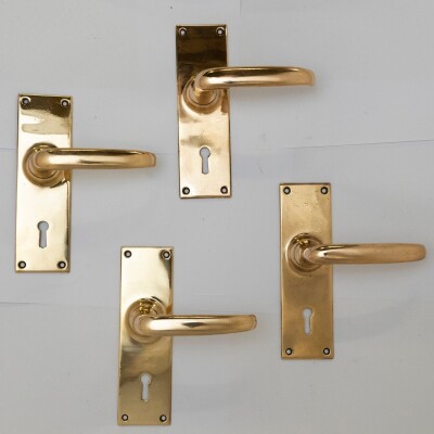 Reclaimed Polished Brass Lever Door Handles (45 Pairs Available)