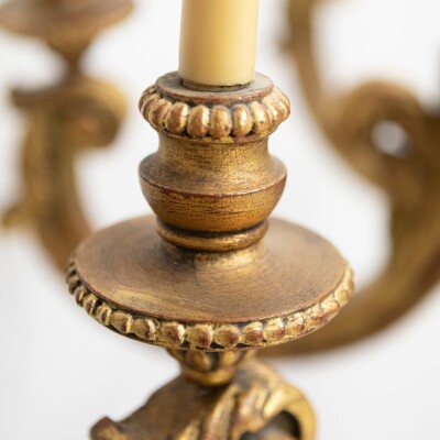 Large Antique Italian Giltwood 19th Century 8 Arm Chandelier