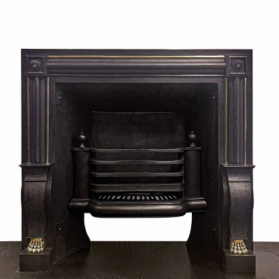 Antique Cast Iron Lion Head Fireplace Insert