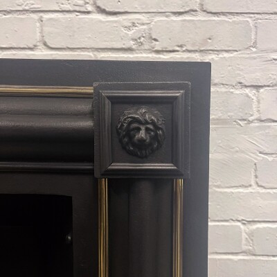 Antique Cast Iron Lion Head Fireplace Insert