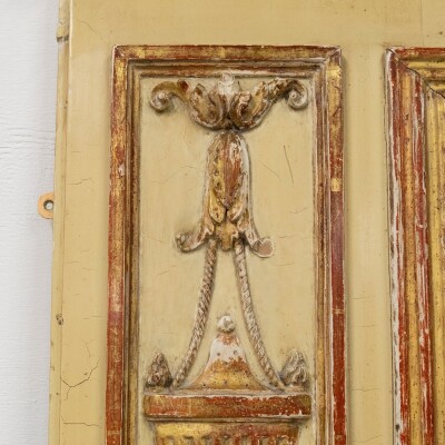 Large Louis XVI Trumeau Mirror with Oil Painting and Gilt Gesso Details