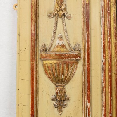 Large Louis XVI Trumeau Mirror with Oil Painting and Gilt Gesso Details