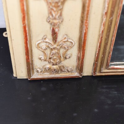 Large Louis XVI Trumeau Mirror with Oil Painting and Gilt Gesso Details