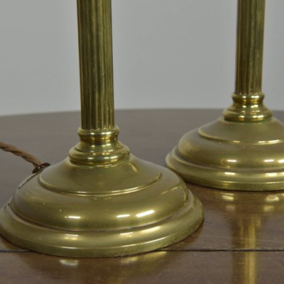 Pair Reeded Brass GEC Table Lamps