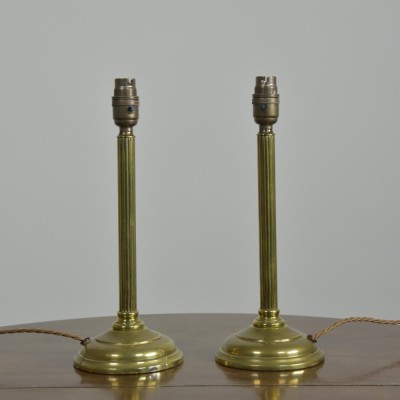 Pair Reeded Brass GEC Table Lamps