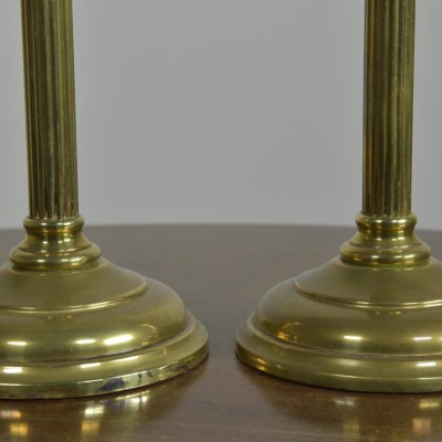 Pair Reeded Brass GEC Table Lamps