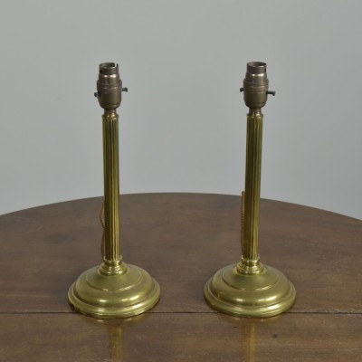 Pair Reeded Brass GEC Table Lamps