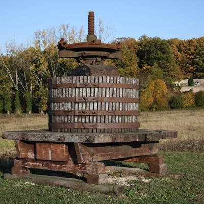 Antique c1870 forged iron chateau wine press disassembled