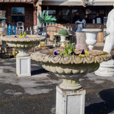 Pair of Large Gritstone Planters 