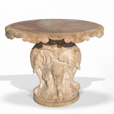 Hand carved marble Elephant Table RWI9314