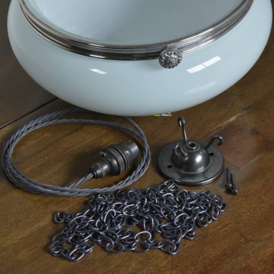 Opal Plafonnier Silvered Mounts
