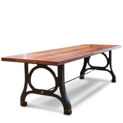 Recraft: Teak Plank Top Table With Industrial Cast Iron Legs | 3 Available