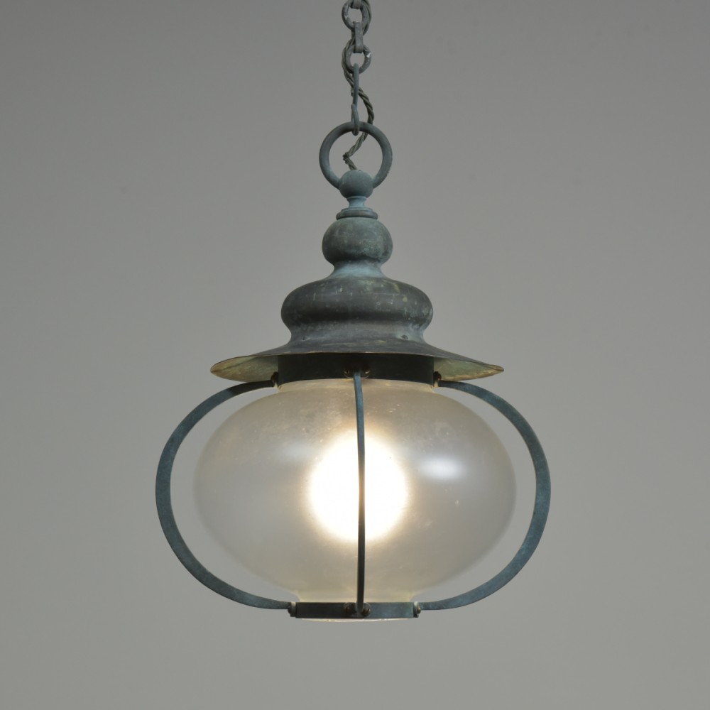 Verdigris Lantern Etched Globe Shade