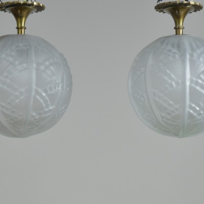 Pair Art Deco Globes