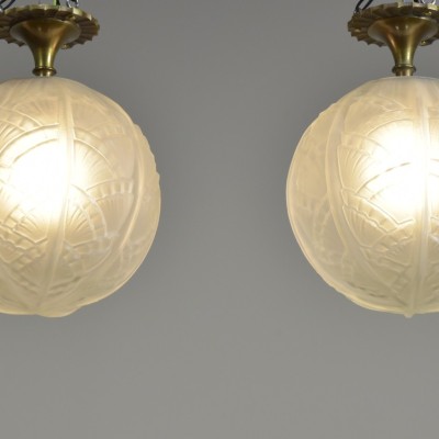 Pair Art Deco Globes