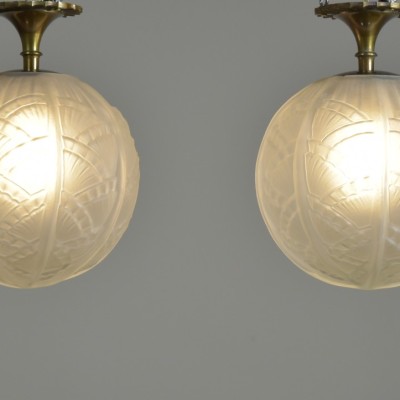 Pair Art Deco Globes