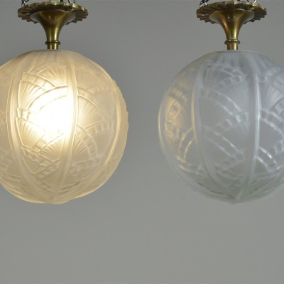 Pair Art Deco Globes