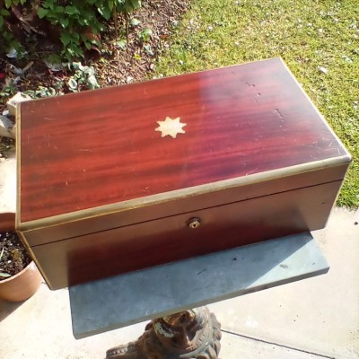 Mahogany Brass Bound Campaign Writing Slope by Briggs Piccadilly.