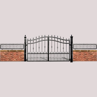 New: Black Curved Metal Driveway Double Gates 12ft x 7ft WS7