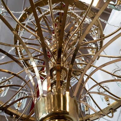 Giant Reclaimed Brass & Crystal Chandelier | >4m Tall