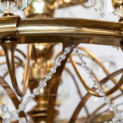 Giant Reclaimed Brass & Crystal Chandelier | >4m Tall