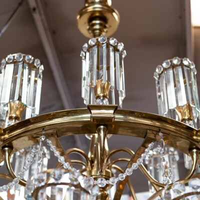 Giant Reclaimed Brass & Crystal Chandelier | >4m Tall