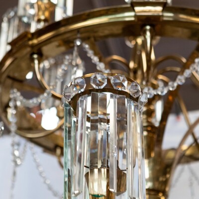 Giant Reclaimed Brass & Crystal Chandelier | >4m Tall