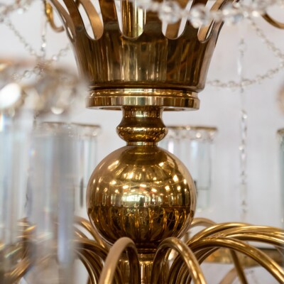 Giant Reclaimed Brass & Crystal Chandelier | >4m Tall
