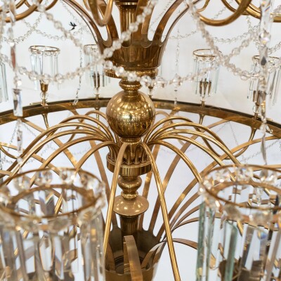 Giant Reclaimed Brass & Crystal Chandelier | >4m Tall