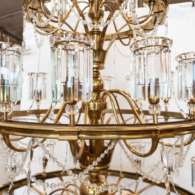Giant Reclaimed Brass & Crystal Chandelier | >4m Tall