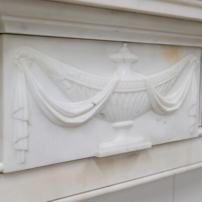 Marble Antique Late Georgian Statuary and Spanish Brocatello Inlay Chimneypiece 