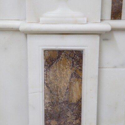 Marble Antique Late Georgian Statuary and Spanish Brocatello Inlay Chimneypiece 