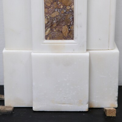 Marble Antique Late Georgian Statuary and Spanish Brocatello Inlay Chimneypiece 