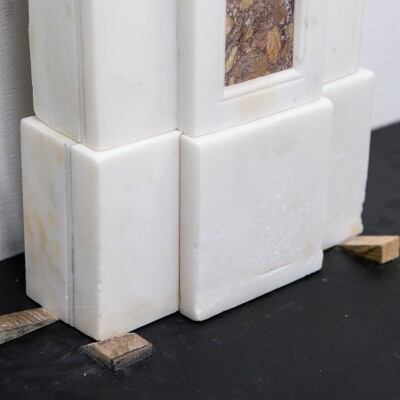 Marble Antique Late Georgian Statuary and Spanish Brocatello Inlay Chimneypiece 