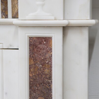 Marble Antique Late Georgian Statuary and Spanish Brocatello Inlay Chimneypiece 