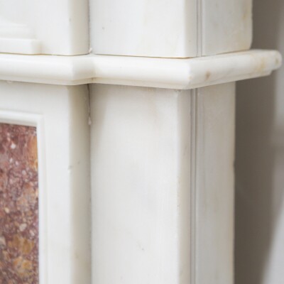 Marble Antique Late Georgian Statuary and Spanish Brocatello Inlay Chimneypiece 